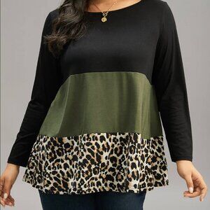 NWT BloomChic color block leopard top - Size 22/24